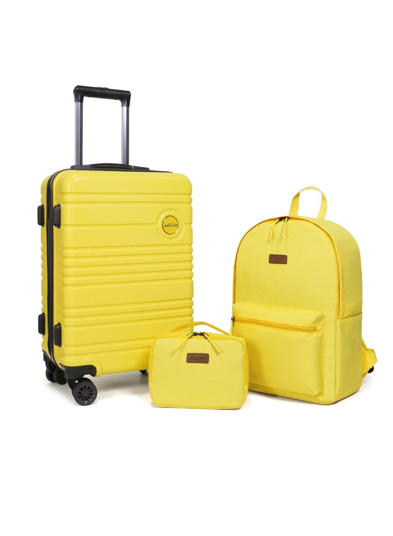 Aklsvion Luggage Set 3-Piece 20-Inch Spinner Suitcase, Backpack & Toiletry Bag - Durable Travel Set with Built-In TSA Lock, 360-Degree Spinner Wheels, and Smooth Zippers - Image 1