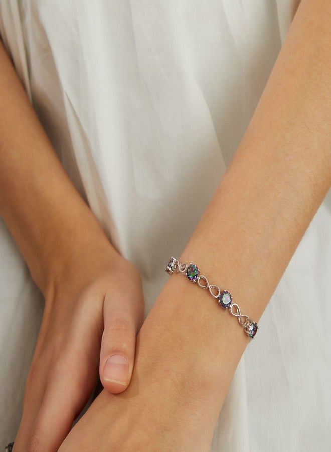VOLUKA Infinity Bracelet for Women,Adjustable Elegant Rainbow Created Quartz CZ Bracelets-18K White Gold Plated Jewelry Gift - Image 2