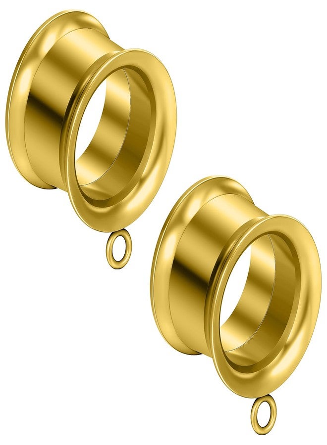Ocptiy 2G Gold Gauges Tunnels Plugs Earrings for Ears Stretching Kit 2 Gauge 316L Surgical Stainless Steel Tunnels Plugs for Ear Double Flare Hollow Gauges Size 6mm Piercing Women Men 1/4 inch - Image 1