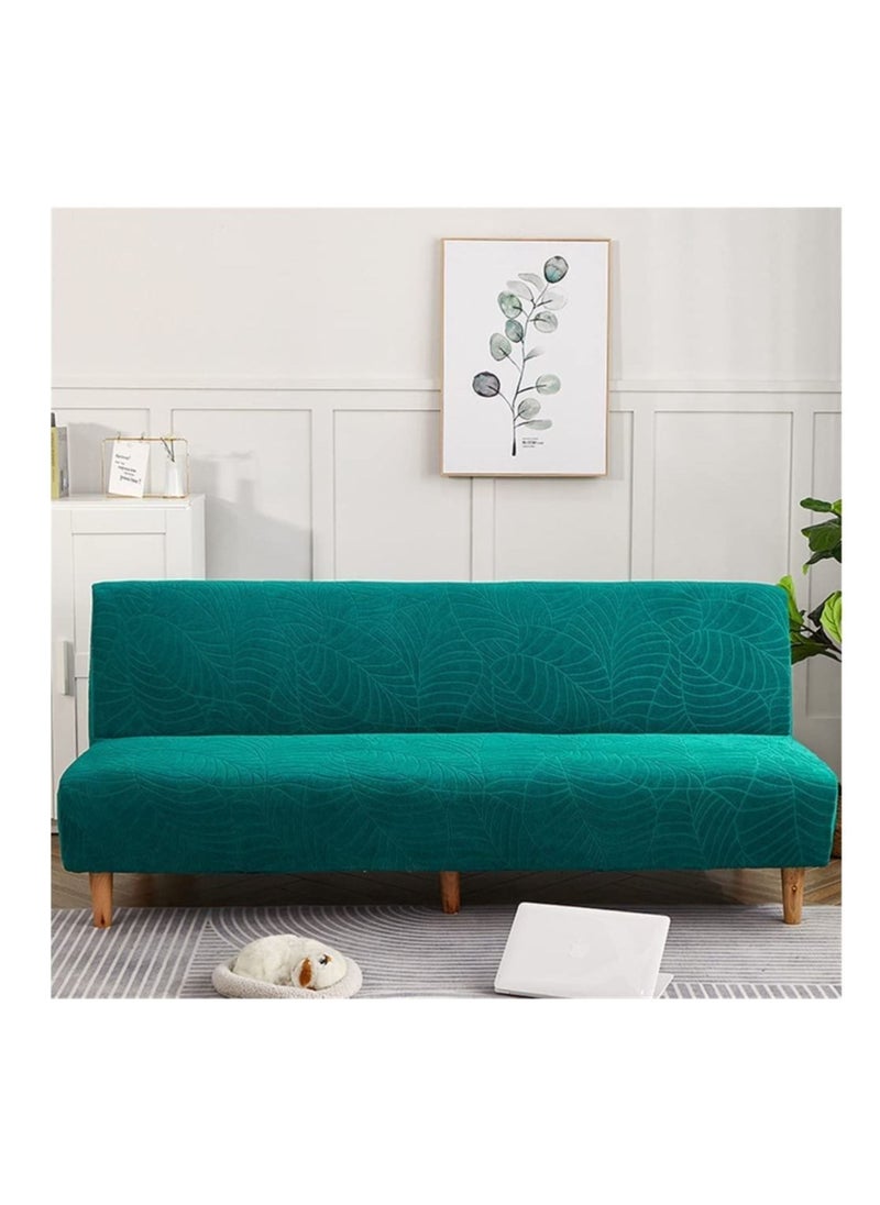 Captaintech Premium Water Repellent Sofa Slipcover for Armless Sofa Bed Futon Cover Stretch Sofacover Spandex Jacquard Leaf Pattern Elastic Feature for Folding Sofa Bed  - Image 1