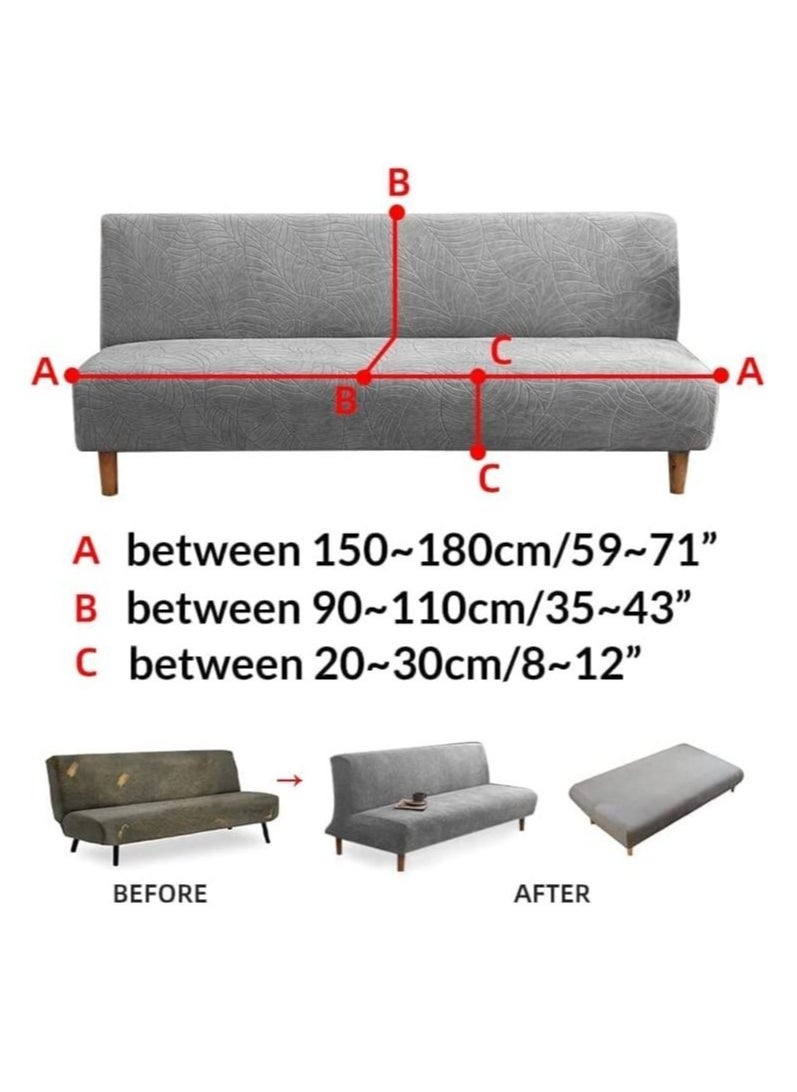 Premium Water Repellent Sofa Slipcover for Armless Sofa Bed Futon Cover Stretch Sofacover Spandex Jacquard Leaf Pattern Elastic Feature for Folding Sofa Bed