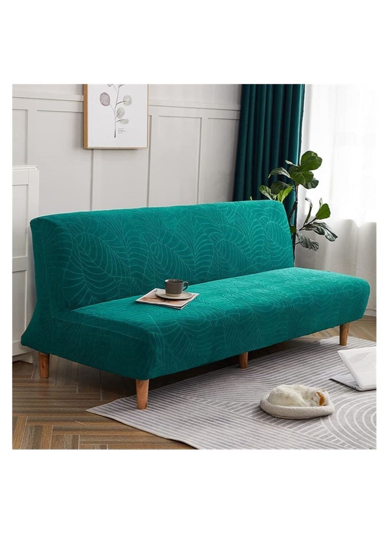 Captaintech Premium Water Repellent Sofa Slipcover for Armless Sofa Bed Futon Cover Stretch Sofacover Spandex Jacquard Leaf Pattern Elastic Feature for Folding Sofa Bed  - Image 2