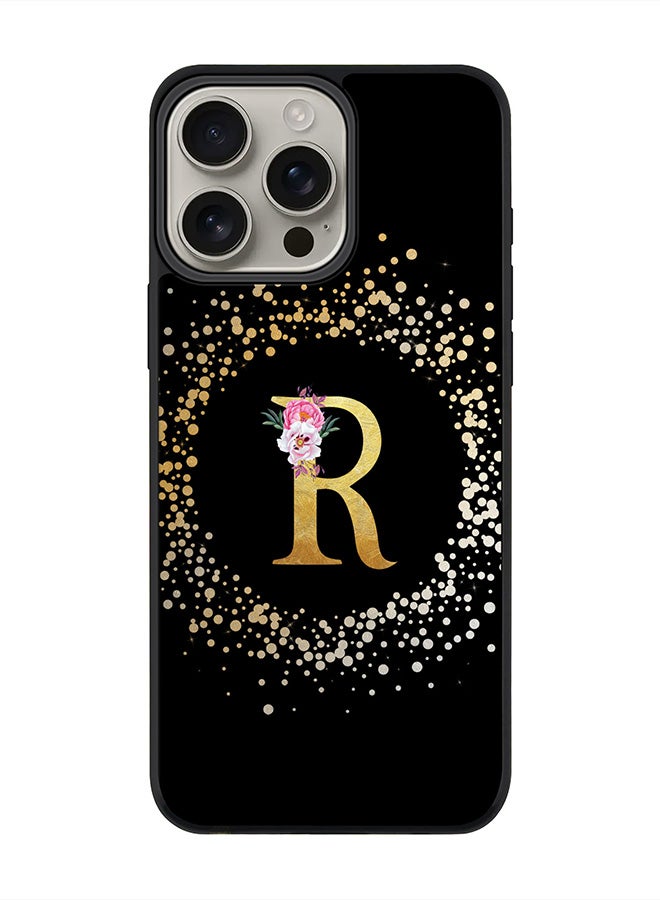 Stylizedd For iPhone 16 Pro Max Case [Compatible with MagSafe] Slim Magnetic cover Phone Case iPhone 16 Pro Max -Custom Monogram Floral - R ( Black ) - Image 1