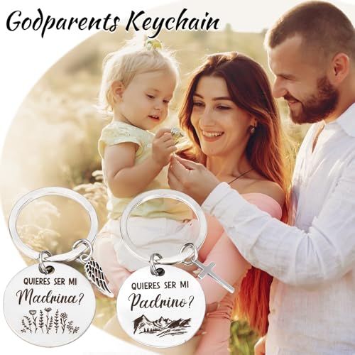 LiqCool Godparents Proposal Gift, Padrino y Madrina Godmother & Godfather 20oz Insulated Tumbler Set with Keychain & Card, Will You be My Godparents Gift from Godchild for Baptism(Black & Rose Gold) - Image 4