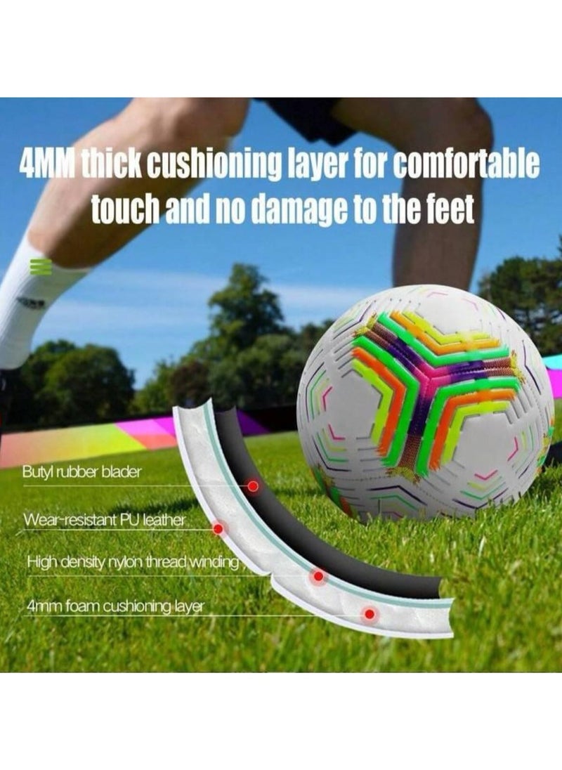VIO Soccer Ball Size 5 PU Leather Professional Ball with Thermal Bonding for Training Games Official Match Football for Indoor Outdoor Play Birthday Gift Party Favors Assorted Colors  - Image 3