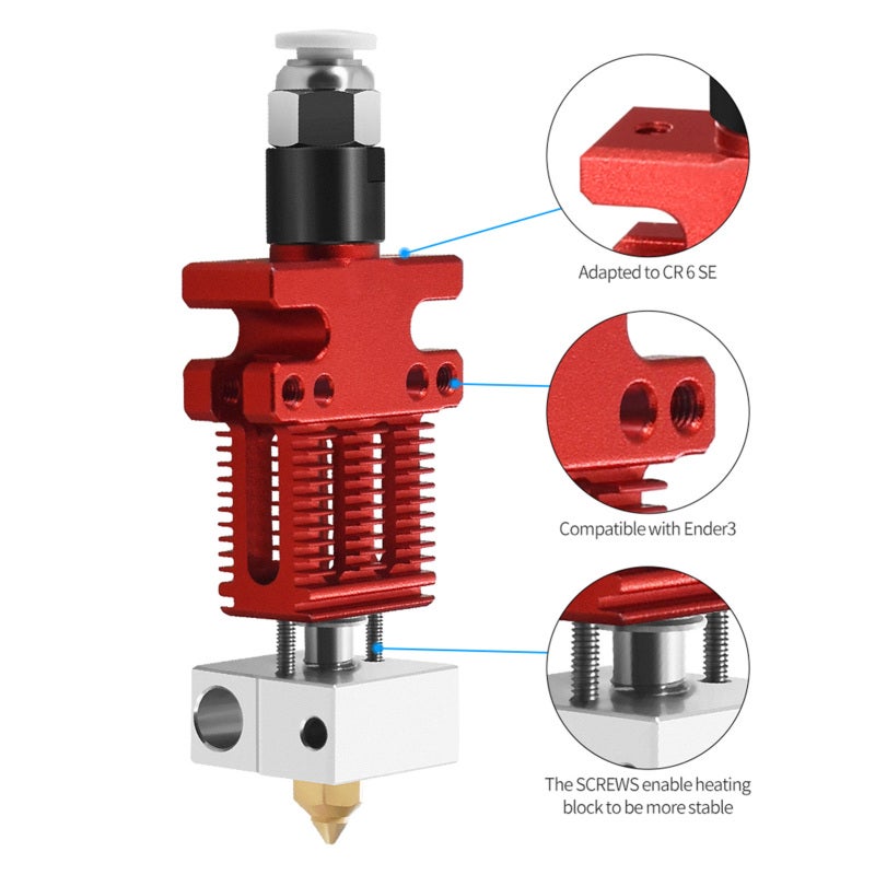 3D Printer Extruder Hotend Kit: Pre-Assembled, Excellent Cooling Design - Enhanced Heating Block Stability, PTFE Tube Friendly for Creality CR-6 SE 3D Printer, DIY Printing & Maintenance - Image 4
