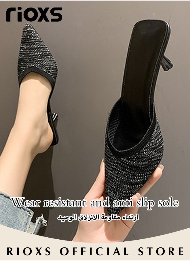 Women's Mules Shoes Closed Pointed Toe Slip-On Backless Sandals Knitted Fashion Stiletto Slides For Work And Party - https://f.nooncdn.com/p/pzsku/Z659807A28337D32C8D88Z/45/_/1709532501/adbe7ff4-4766-4680-bf18-cc2668d24071.jpg?width=original