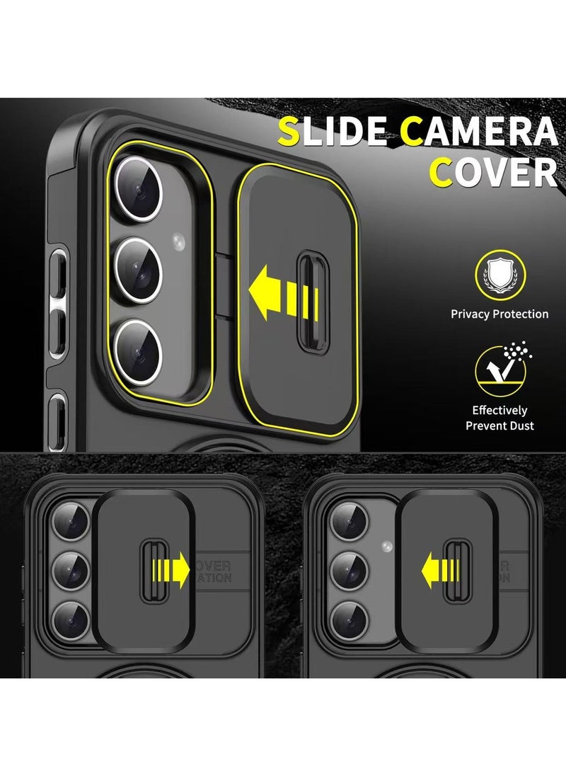 DKNG Samsung Galaxy A56 Case, Specially Designed for Galaxy A56 5G Phone Case, Heavy Duty Shockproof Case, Phone Holder with Ring and Camera Lens Protector Sliding Window Case Black  - Image 4