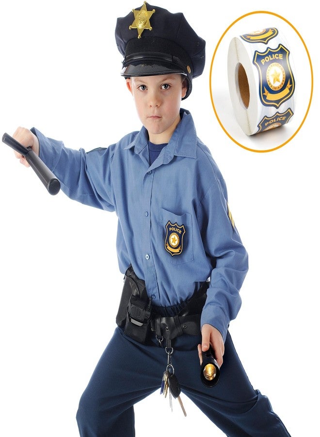 INKNOTE 600Pcs Police Badge Stickers for Kids Self Adhesive Name Tag for Theme Party Favor Birthday Supplies 2.36 X 1.97inch Blue - Image 2