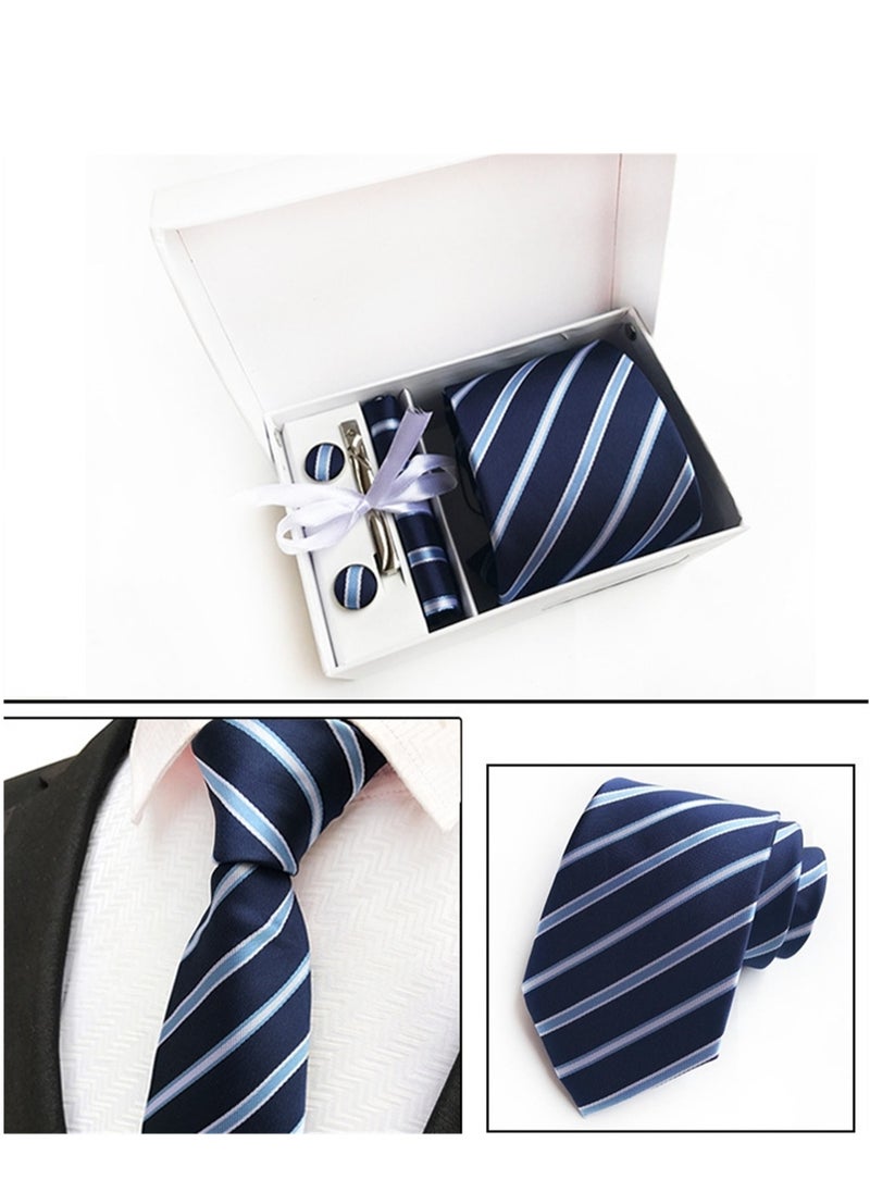 Generic 6 PCS Men's Premium Tie Gift Box Tie Pocket Square Fashionable Stylish Tie Clip Cufflinks Set  - Image 2