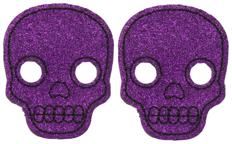 Sourpuss Glitter Skull Hair Clips Purple