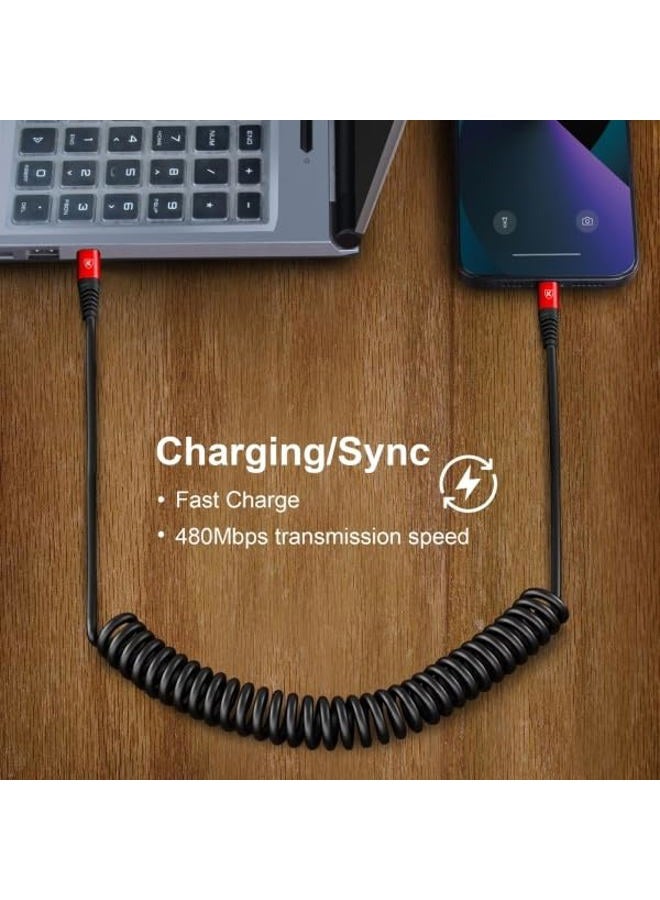 KIYODA USB C to Lightning Cable, 2Pack 3FT Coiled iPhone Fast Charger for Car Type C to Lightning Cable [Apple MFi Certified] iPhone Cord Compatible with iPhone 14 13 12 11 Pro Max Xr Xs 8 7 Plus Carlay-Red - Image 5
