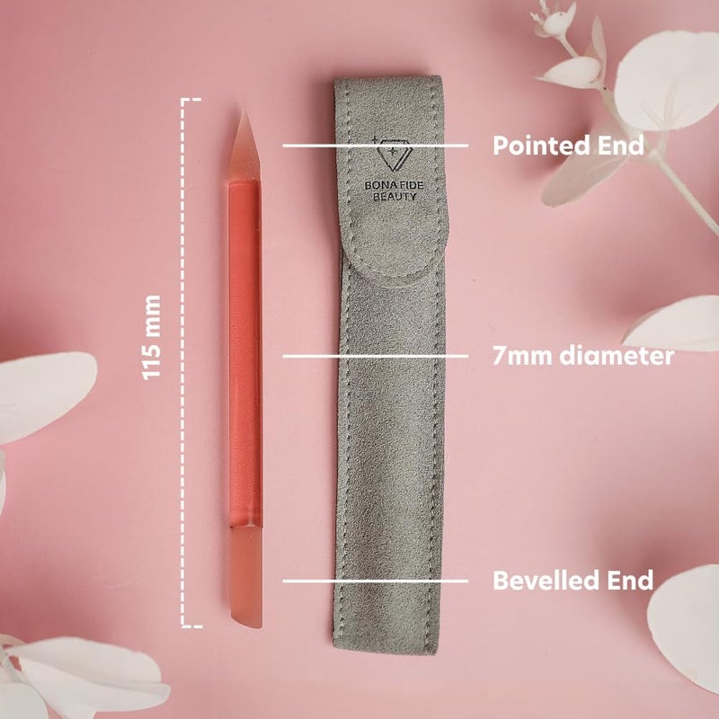 Public demand affordable quality Bona Fide Beauty Glass Cuticle Pusher by , 1Pc Pink Gentle Czech Manicure Stick for Cuticle Remover, Long-Lasting Double-Sided Reusable Glass Cuticle Stick Carefully engineered build - Image 3