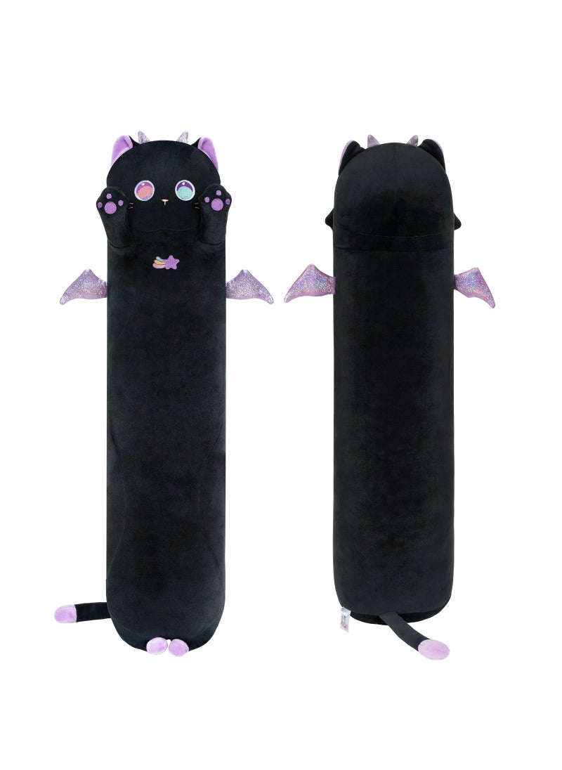 Mewaii Mewaii Long Cat Plush Body Pillow, 28” Cute Black Cat Stuffed Animals Soft Plushies, Kawaii Squishy Throw Pillow Doll Toy Gift for Kids Girls Boys  - Image 1