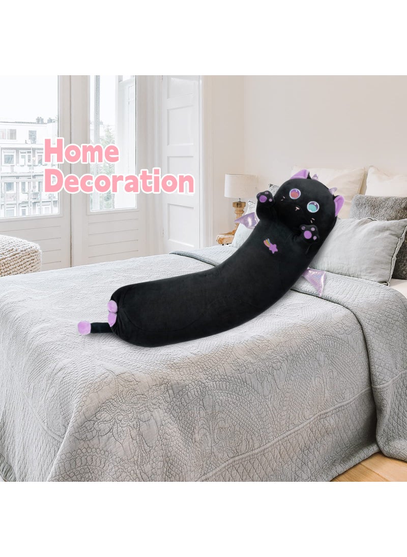 Mewaii Mewaii Long Cat Plush Body Pillow, 28” Cute Black Cat Stuffed Animals Soft Plushies, Kawaii Squishy Throw Pillow Doll Toy Gift for Kids Girls Boys  - Image 5