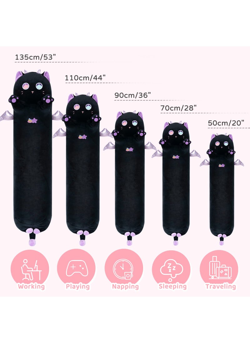 Mewaii Mewaii Long Cat Plush Body Pillow, 28” Cute Black Cat Stuffed Animals Soft Plushies, Kawaii Squishy Throw Pillow Doll Toy Gift for Kids Girls Boys  - Image 3