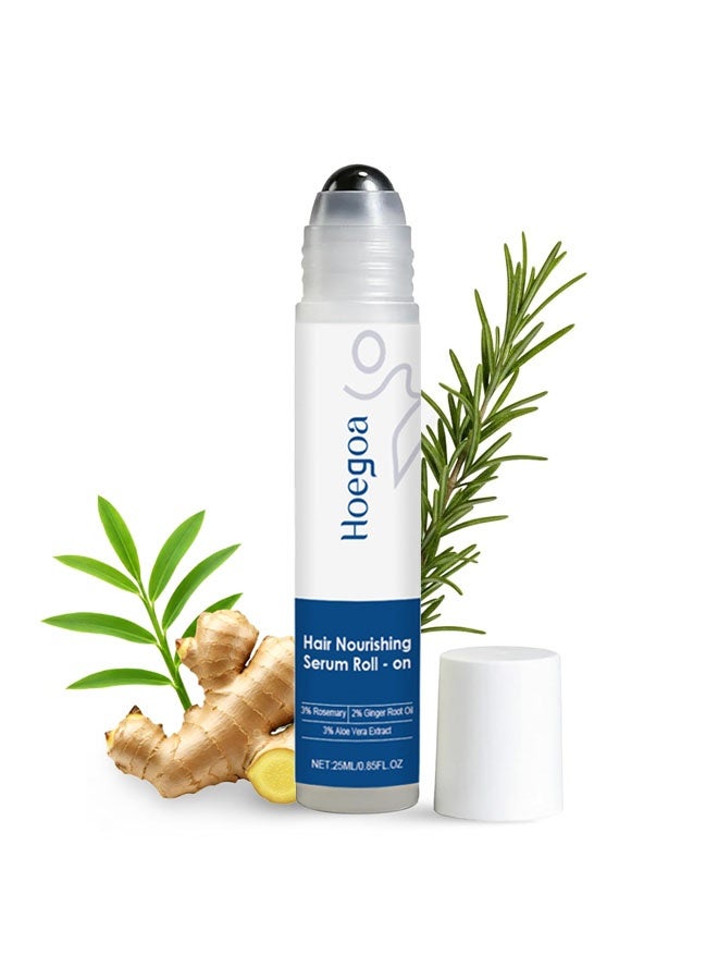 HOEGOA Hair Nourishing Serum Roll-on 25ml | 3% Rosemary + 2% Ginger Root Oil + 3% Aloe Vera Extract | Promotes Hair Growth, Deep Scalp Nourishment & Smooth Fuller-Looking Hair | Gentle & Easy to Use - Image 1