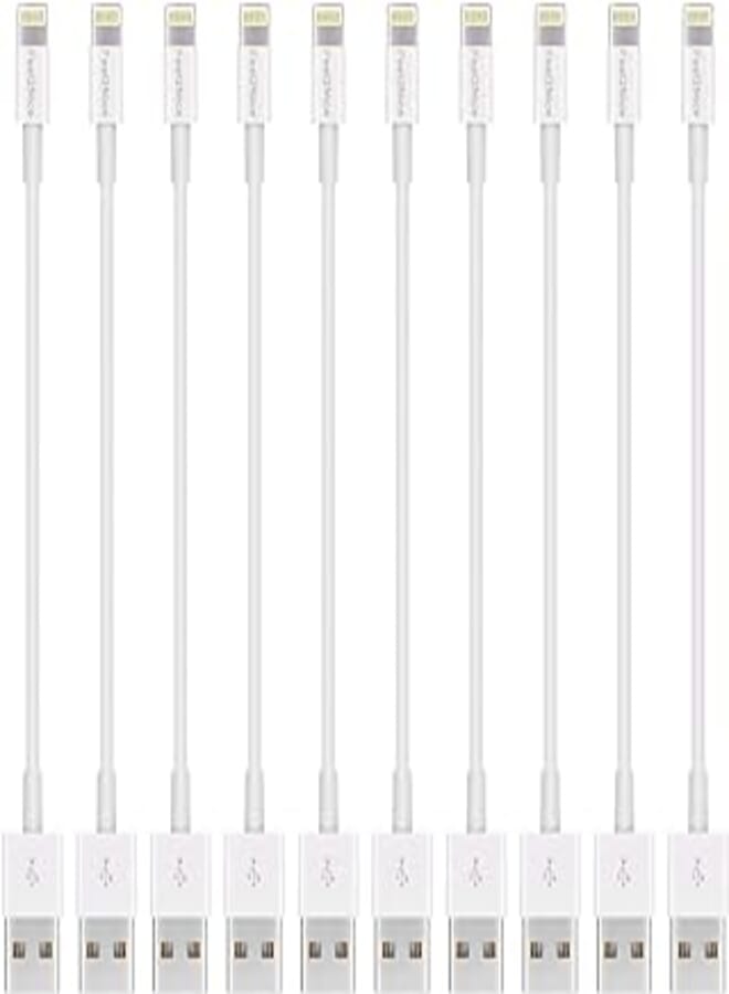 Short Lighting Cable,FEEL2NICE 10 Pack 7-Inch iPhone Cord Data Sync USB Portable Fast Charger for iPhone X XS Max XR / 8/8 Plus / 7/7 Plus / 6/6 Plus / 5S / iPad/iPod, White