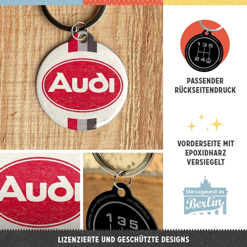 Nostalgic Art Nostalgic-Art Retro Keyring with Audi Logo - Vintage Design, 4 cm Diameter - Image 3
