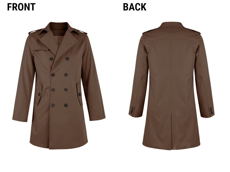 PASLTER Mens Trench Coat Notched Lapel Double Breasted Long Jacket Windbreaker Overcoat Pea Coat - Image 5