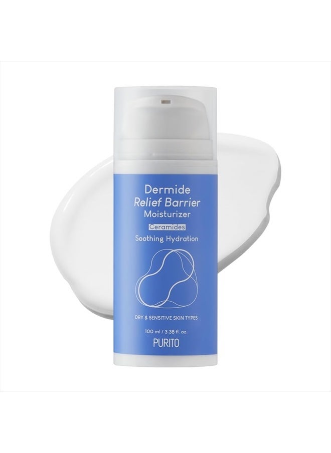 PURITO Dermide Relief Barrier Moisturizer 100ml / 3.38 fl. oz. vegan and cruelty free, relieving moisturizer, soothing, calming, safe ingredients, protective barrier  - Image 1