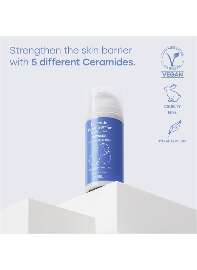 PURITO Dermide Relief Barrier Moisturizer 100ml / 3.38 fl. oz. vegan and cruelty free, relieving moisturizer, soothing, calming, safe ingredients, protective barrier  - Image 2