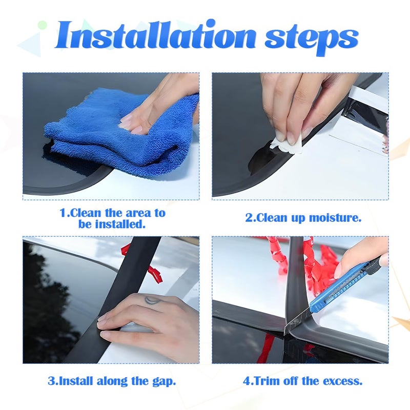 BESULEN 26 Ft Car Windshield Weather Stripping, T Shape 14mm+19mm As a Set, Adhesive Rubber Seal Strip, Auto Sunroof Sealing Gasket, Front Rear Windshield Trim Leak Sound Proofing Weatherstrip - Image 5