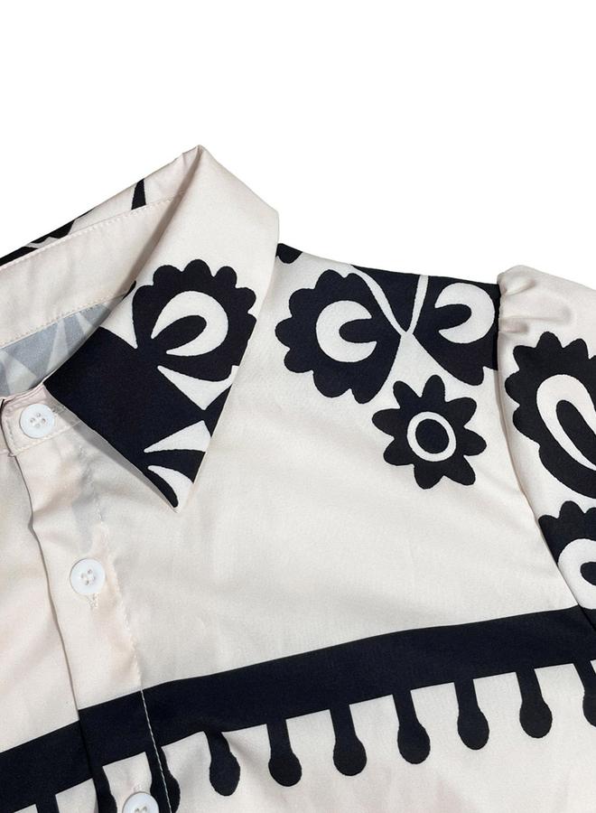 تايك تو فستان طويل بأزرار أمامية ومزين بحزام وطبعة جرافيك - Image 5