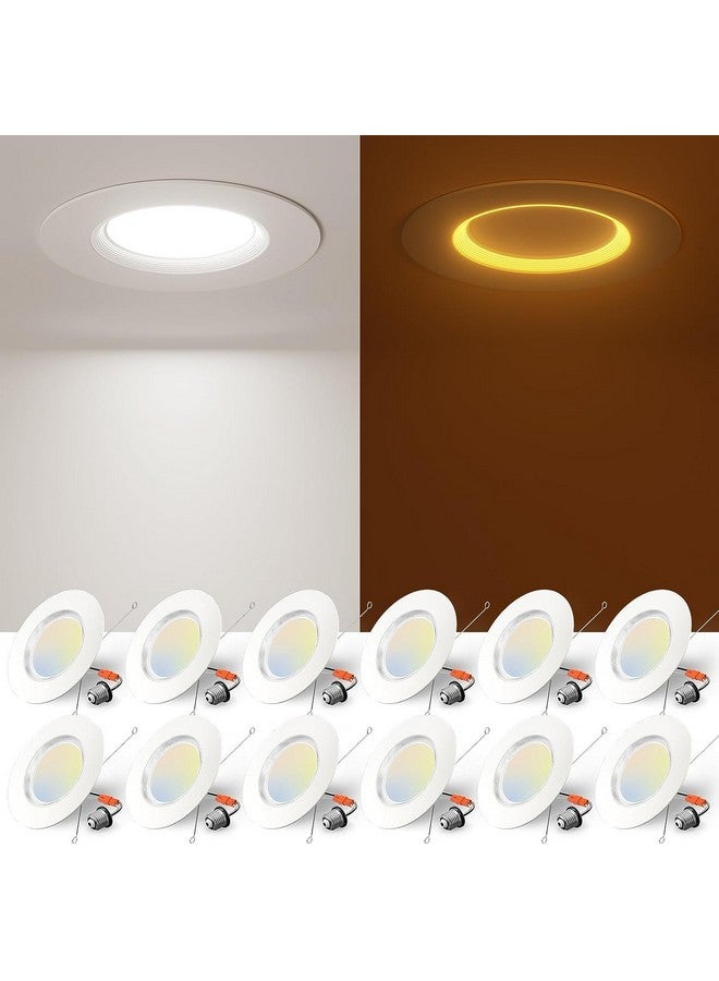 Amico 12 Pack 6 inch 5CCT LED Recessed Lighting with Night Light, 12.5W=100W, 1000LM Can Lights with Baffle Trim, Dimmable, Retrofit Downlight, 2700K/3000K/3500K/4000K/5000K Selectable - ETL & FCC - Image 1