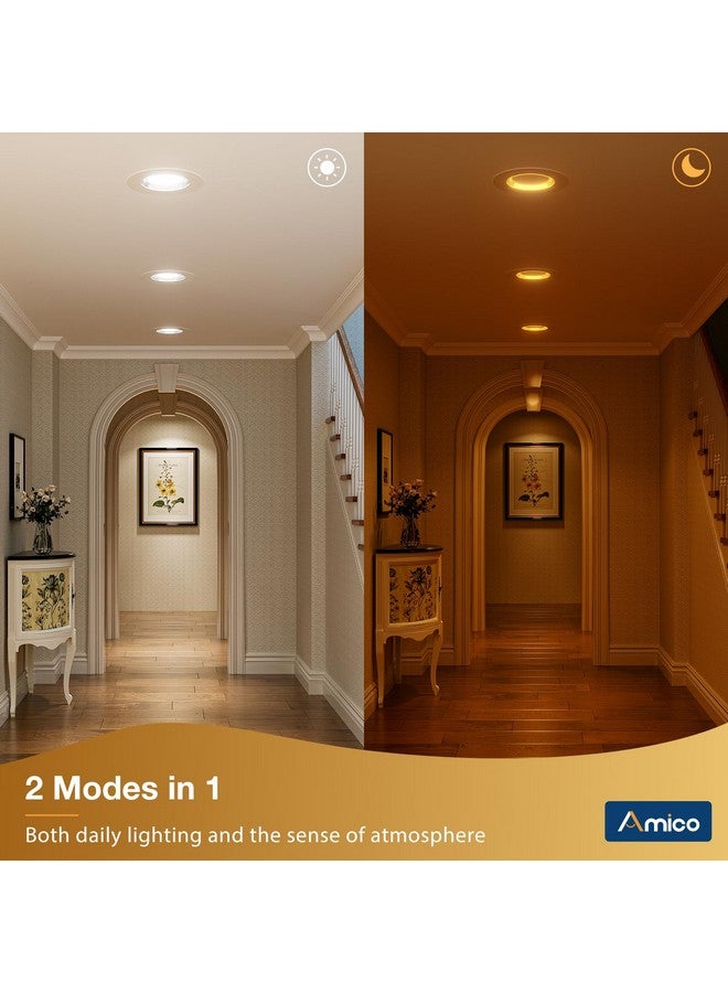 Amico 12 Pack 6 inch 5CCT LED Recessed Lighting with Night Light, 12.5W=100W, 1000LM Can Lights with Baffle Trim, Dimmable, Retrofit Downlight, 2700K/3000K/3500K/4000K/5000K Selectable - ETL & FCC - Image 2