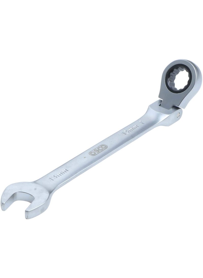 Osco 13mm Ratcheting Combination Wrench – Professional CR-V Open-End & Ratcheting Ring Spanner for Automotive, Mechanical Maintenance, and Workshop Applications