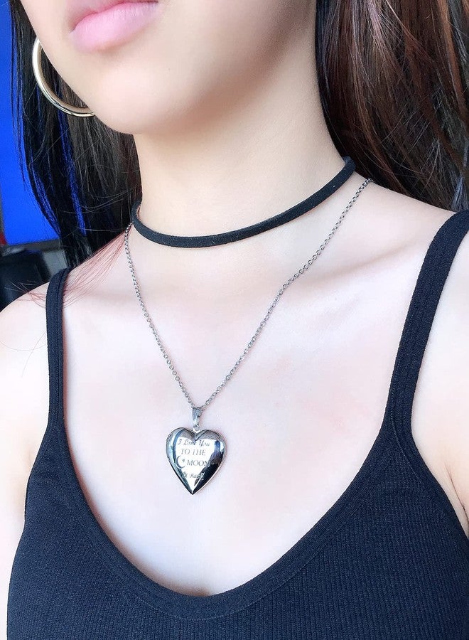 YOUFENG قلادة قلب الحب التي تحمل صورًا منقوشة "القفل القمري والعودة" ذكريات قفل الصور - Image 4