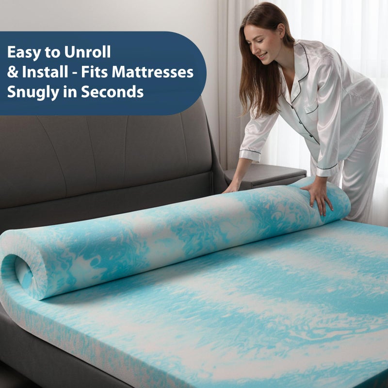Colvay 3 Inch Gel Memory Foam Mattress Topper Full Size - Cooling Blue Foam Pad for Pressure Relief, CertiPUR-US Certified, Comfortable Bed Topper - Image 5