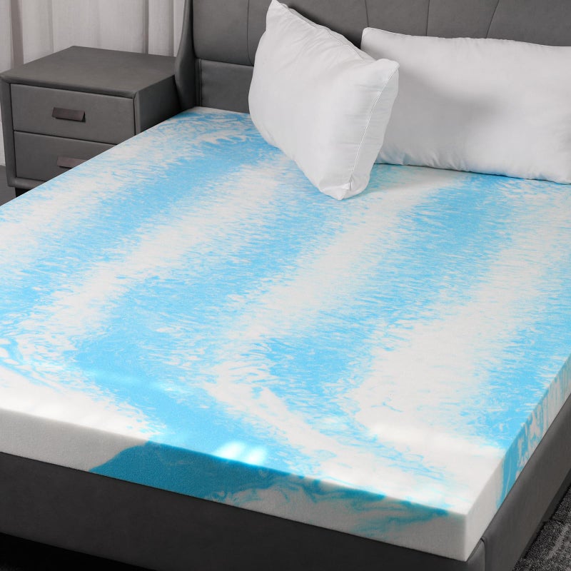 Colvay 3 Inch Gel Memory Foam Mattress Topper Full Size - Cooling Blue Foam Pad for Pressure Relief, CertiPUR-US Certified, Comfortable Bed Topper - Image 1
