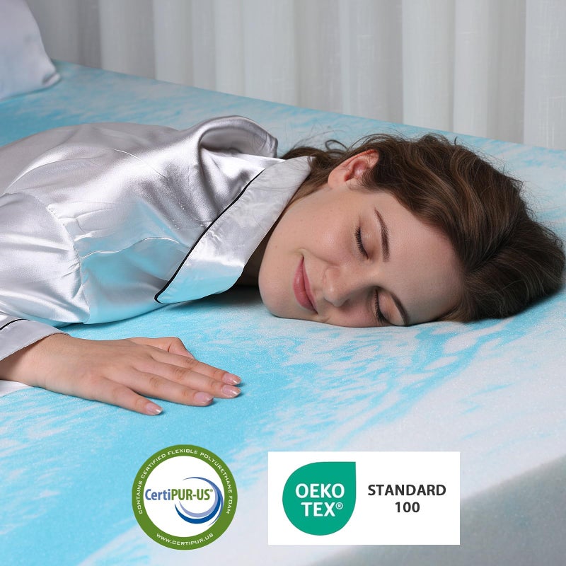 Colvay 3 Inch Gel Memory Foam Mattress Topper Full Size - Cooling Blue Foam Pad for Pressure Relief, CertiPUR-US Certified, Comfortable Bed Topper - Image 2