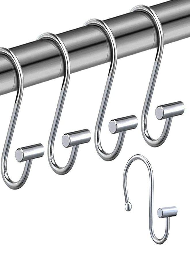 Gracelife Shower Curtain Hooks,Set of 12 Rust Resistant Metal Shower Curtain Rings for Bathroom,T-Bar Decorative Hooks Hangers for Shower Rod (Chrome) - Image 2