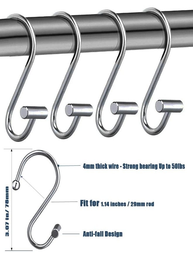 Gracelife Shower Curtain Hooks,Set of 12 Rust Resistant Metal Shower Curtain Rings for Bathroom,T-Bar Decorative Hooks Hangers for Shower Rod (Chrome) - Image 4