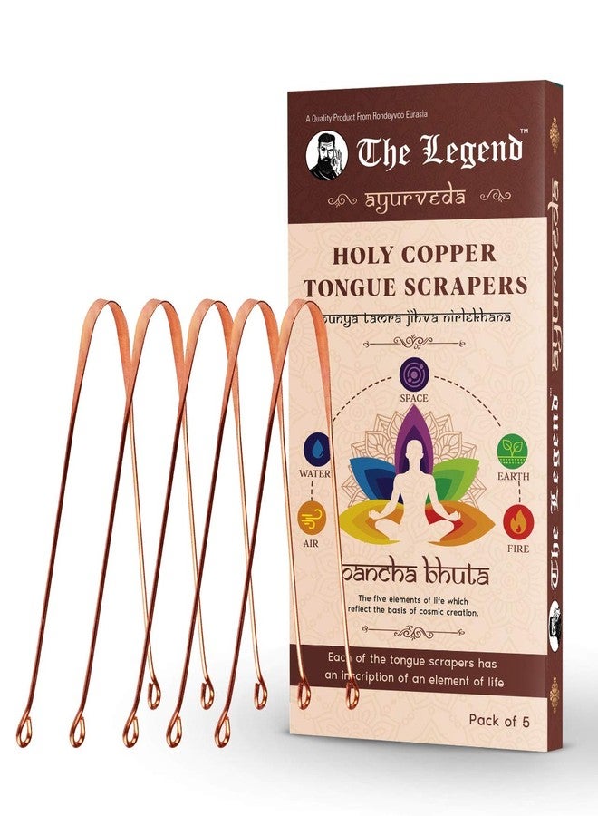 The Legend Ayurveda Holy Copper Tongue Cleaner or Scraper (5 Count (Pack of 1 - Image 1
