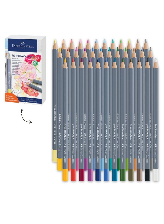 FABER-CASTELL Goldfaber Aqua Watercolor Pencils Gift Set 36 Count 12 Pastel And 24 Standard Colors Water Coloring Pencils For Adults  - Image 1