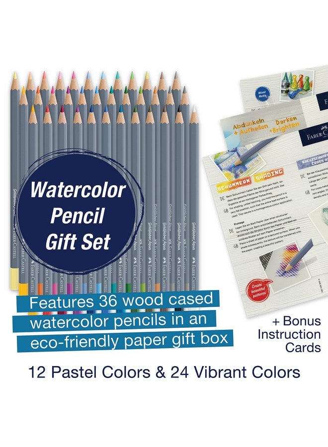 FABER-CASTELL Goldfaber Aqua Watercolor Pencils Gift Set 36 Count 12 Pastel And 24 Standard Colors Water Coloring Pencils For Adults  - Image 3