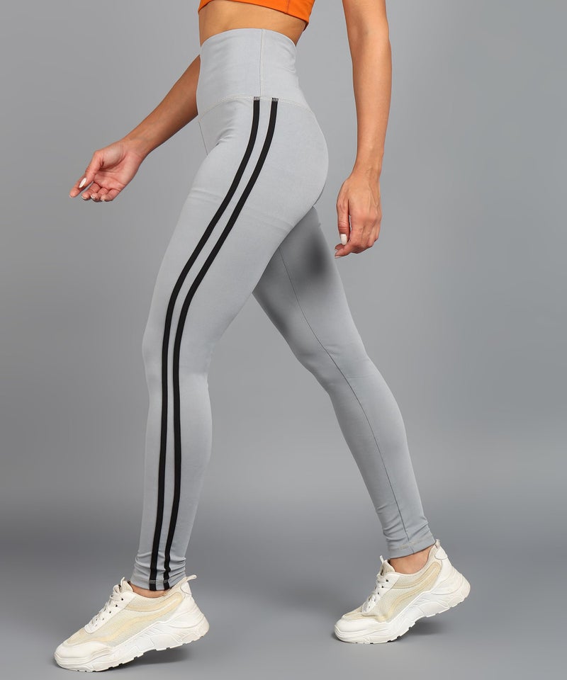 Rock Paper Scissors Women Premium Two Black Strip Gym High Rise Tights High-Waisted, Sweat-Wicking, Athletic Fit Gym Tights For Working Out, Pilates,Yoga, Fitness & Training, Small - Image 2
