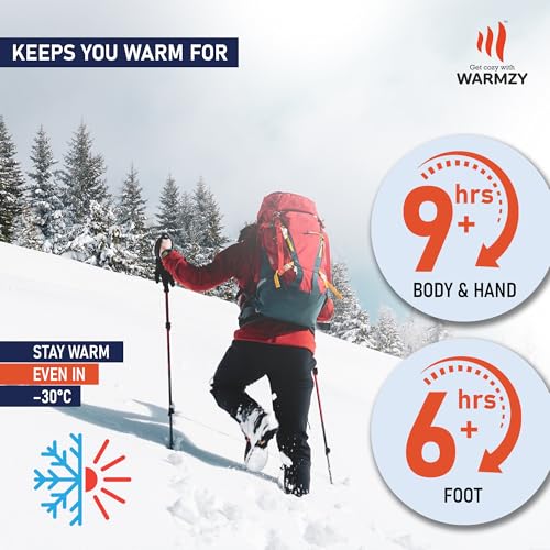 Warmzy Reusable Body,Hand & Foot Warmers (16 Body+ 4 Pair Hand+ 2 Pair Foot) | Warmth for 9+ Hours | Pocket Heater Body & Hand Warmers Heat Pouch | Self Heating Warmer Camping Accessories for Men - Image 3