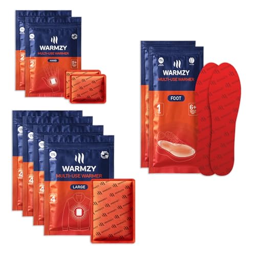 Warmzy Reusable Body,Hand & Foot Warmers (16 Body+ 4 Pair Hand+ 2 Pair Foot) | Warmth for 9+ Hours | Pocket Heater Body & Hand Warmers Heat Pouch | Self Heating Warmer Camping Accessories for Men - Image 1