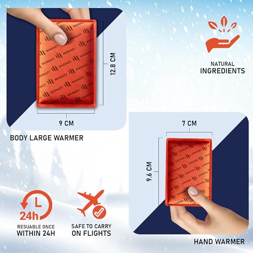 Warmzy Reusable Body,Hand & Foot Warmers (16 Body+ 4 Pair Hand+ 2 Pair Foot) | Warmth for 9+ Hours | Pocket Heater Body & Hand Warmers Heat Pouch | Self Heating Warmer Camping Accessories for Men - Image 4