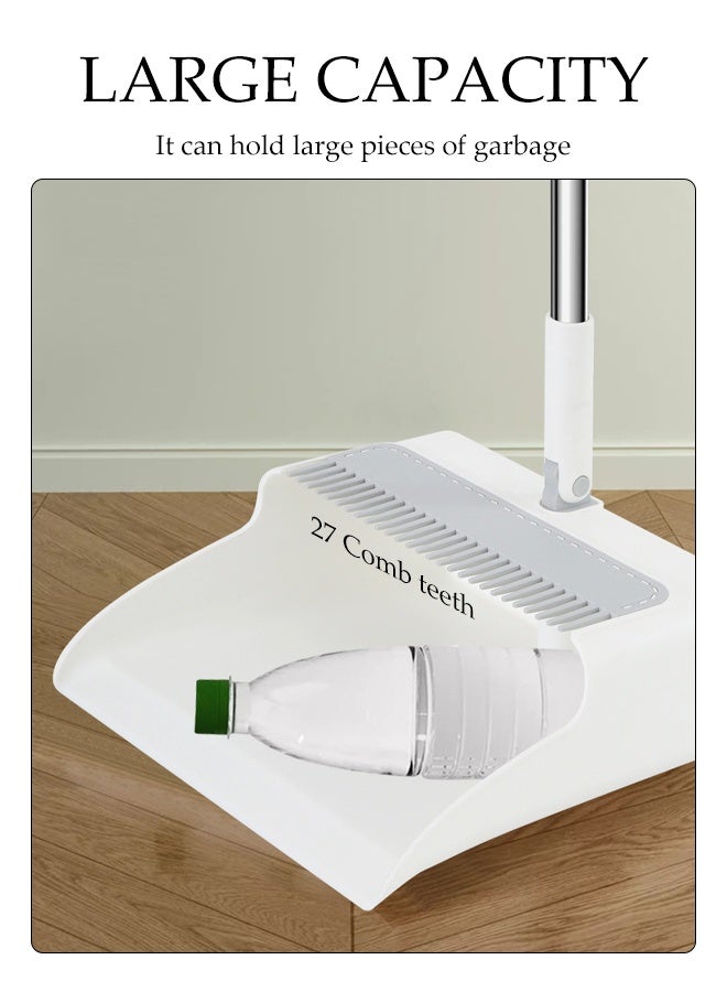 DUNISO Broom and Dustpan Set，With Scraping Teeth，Multifunctional Floor Cleaning Tools,Foldable， Suitable for Home and Office Cleaning，White  - Image 4