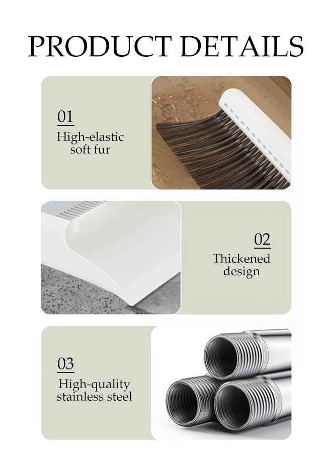 DUNISO Broom and Dustpan Set，With Scraping Teeth，Multifunctional Floor Cleaning Tools,Foldable， Suitable for Home and Office Cleaning，White  - Image 3