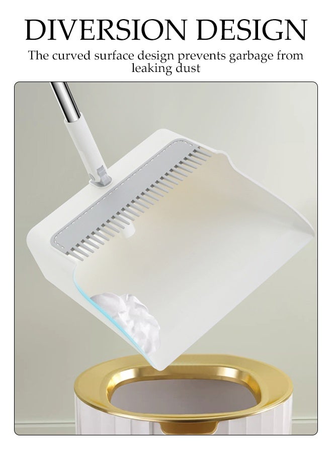 DUNISO Broom and Dustpan Set，With Scraping Teeth，Multifunctional Floor Cleaning Tools,Foldable， Suitable for Home and Office Cleaning，White  - Image 5