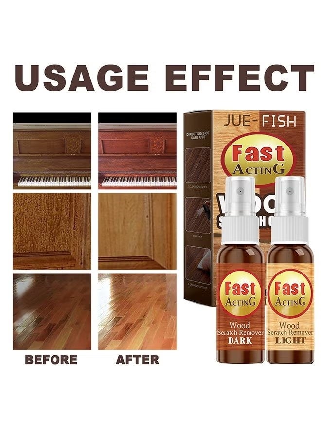 JUE-FISH Wood Scratch Cover - 2 Pack fix it for Wood - Wood Furniture Repair Scratch Remover Set for Fast Acting Wood Scratch Repair - Waxing Refinishing Set, Wooden Scratch Remover Spray for Floors, Tables, Carpenters - Image 2