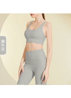 New Yoga Outfit Backless Bra  Lift-Hip Pants Set Rhino gray
