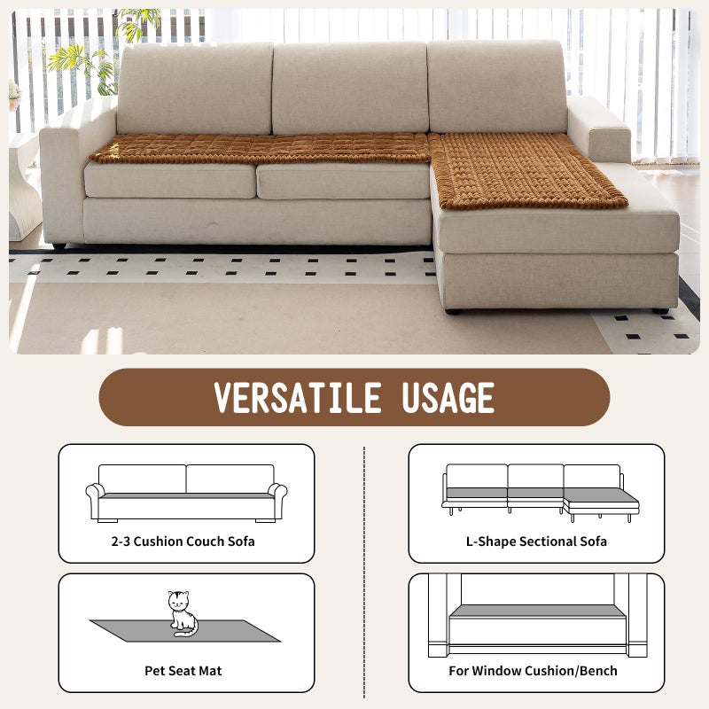 MDSASFD Sofa Couch Cover, Sofa Covers for Dogs Washable, Non-Slip Striped Sofa Slipcovers for Sectional Sofa, Sofa Cover Furniture Protector for L Shaped(Light Brown, 27.6"x 59") - Image 4